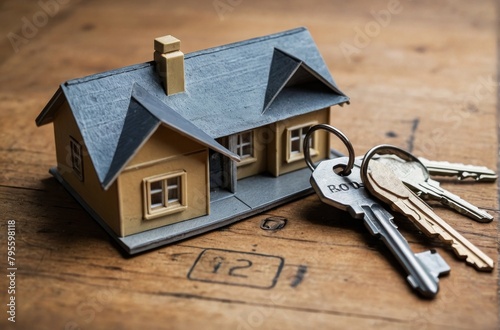 Model of the house and keys to it. Concept "Mortgage and rental housing."