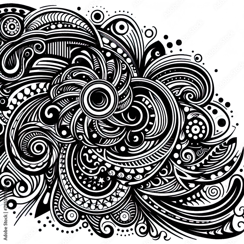 Obraz premium Ein schwarz weiß Vektor eines komplexen Musters