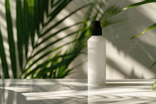 Lotion Bottle on Table With Plant