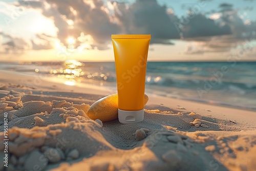 Design a sunscreen label that stands out with its creativity and uniqueness, using a template for product heroshot 8K , high-resolution, ultra HD,up32K HD photo