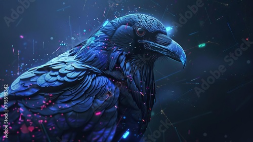 dark ai raven mysterious artificial intelligence concept digital illustration