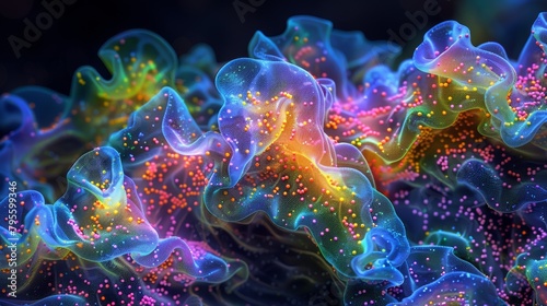 Abstract Neon Bioluminescence Under Microscope © kanoktuch