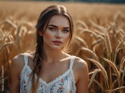 portrait of a girl in a wheat field