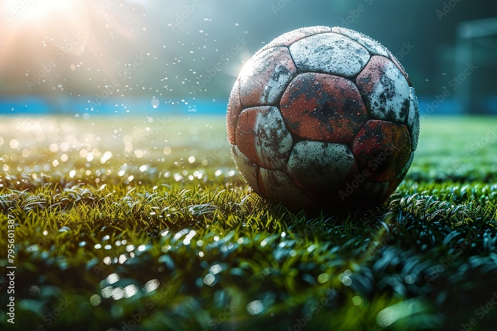 Fototapeta premium Editable text effect soccer league 3d vintage style premium vector copy space