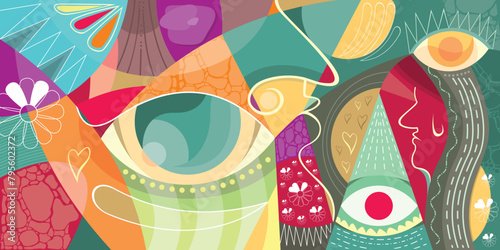 Abstract art background banner with colorful design vector 