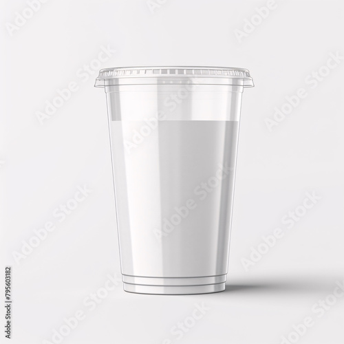 Wallpaper Mural Empty clear plastic disposable cup with lid Realistic packaging mockup template. Front view Torontodigital.ca
