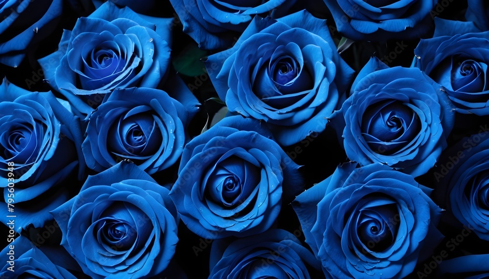 Multitude of brilliant beautiful blue roses close-up, macro Multitude of brilliant beautiful blue roses close-up, macro