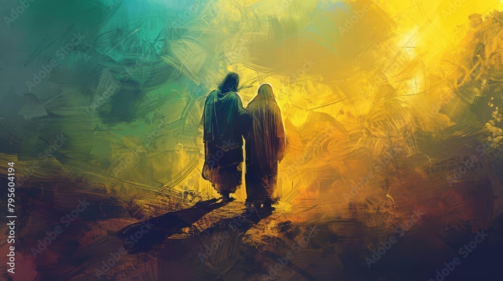 jesus meets his sorrowful mother on the way to calvary digital painting