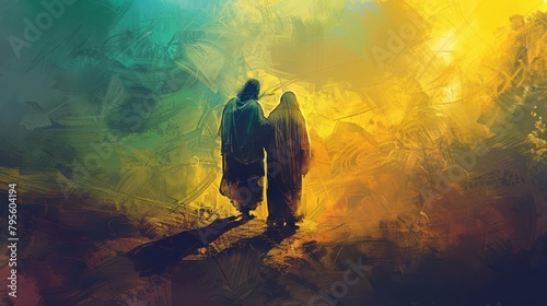 jesus meets his sorrowful mother on the way to calvary digital painting