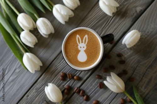 Whimsical Easter Latte: Bunny Magic in a Cup