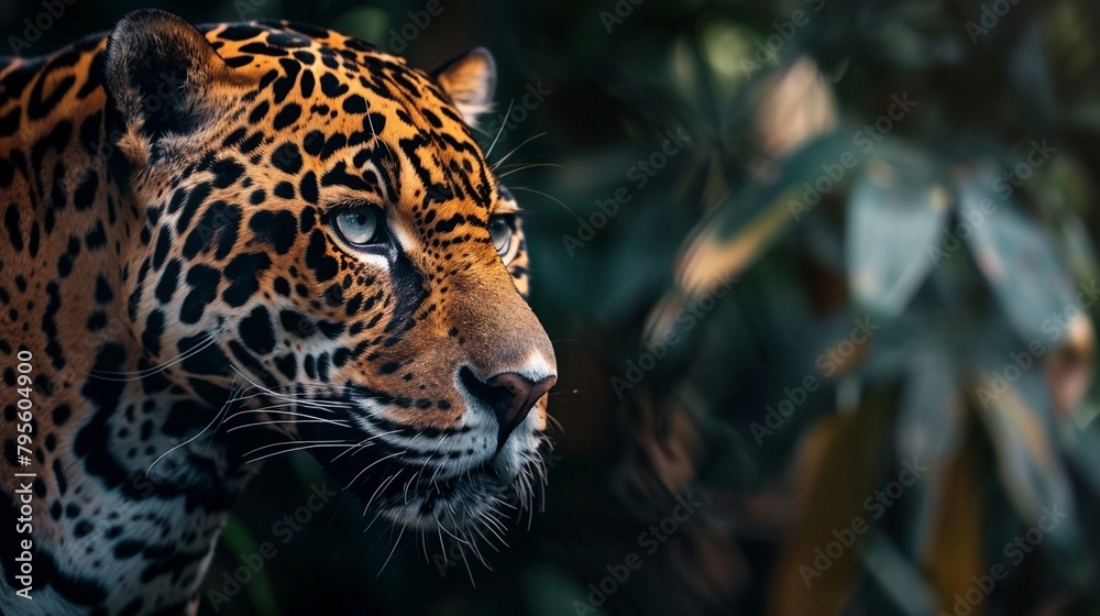 The Majestic Gaze of a Jaguar Amidst the Foliage, the jaguar’s intense focus and the natural beauty. Generative AI The Majestic Gaze of a Jaguar Amidst the Foliage, the jaguar’s intense focus and the natural beauty. Generative AI