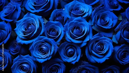 Silk beautiful blue fresch roses multitude macro photo