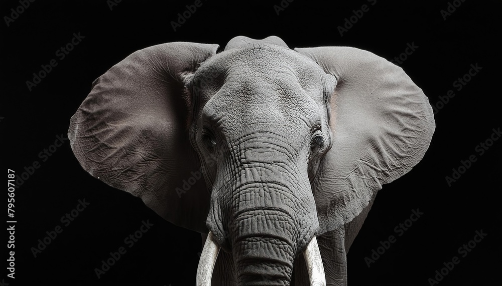 Elephant on black background 