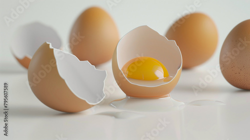 Minimalism and conciseness portrayed by eggs on white photo