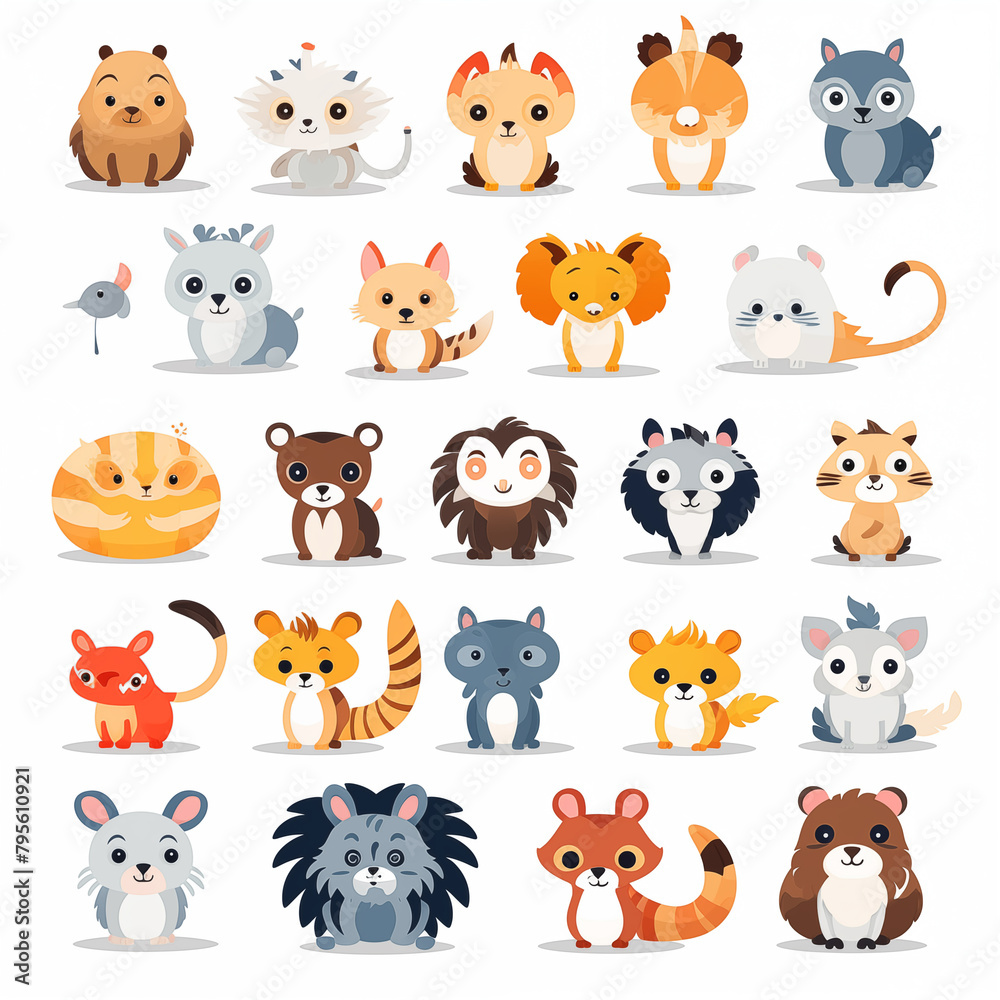 Set of cute cartoon animals