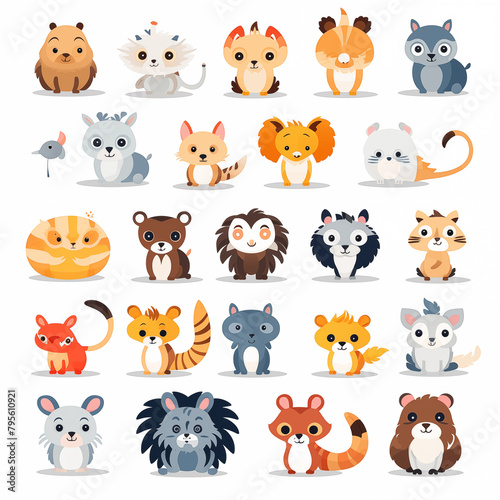 Set of cute cartoon animals