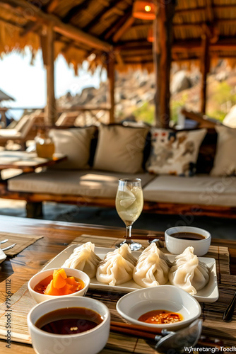 Momos are a popular Nepalese dish  steamed dumplings stuffed with meat or vegetables  served with a spicy sauce.