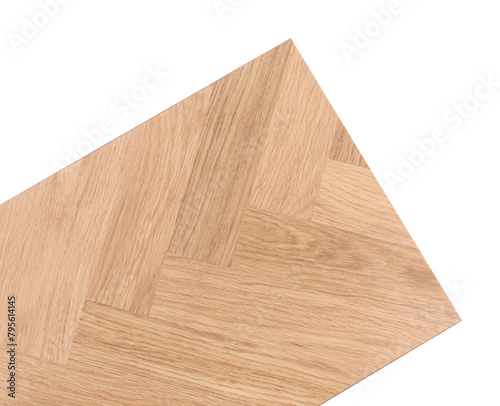 Sample of wooden flooring isolated on white  top view