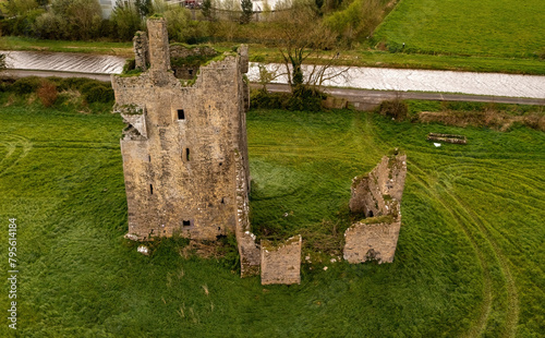  Wide aerial view of Srah castle with grand canal way in background. Tullamore. Ireland photo