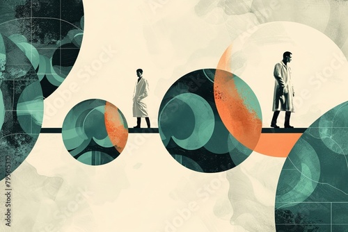 Design a thoughtprovoking image highlighting lesserknown figures who played pivotal roles in major scientific breakthroughs Use subtle symbolism and muted colors to convey  photo
