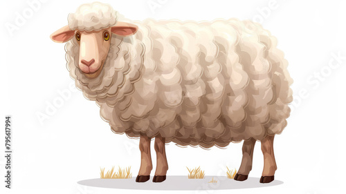 A cartoon sheep with fluffy white wool photo