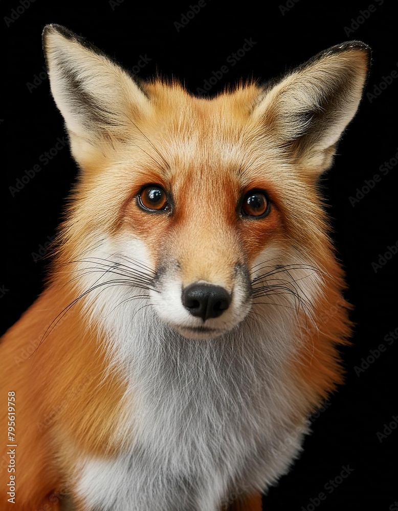 fox close up head on black background wihout shadow fox close up head on black background wihout shadow