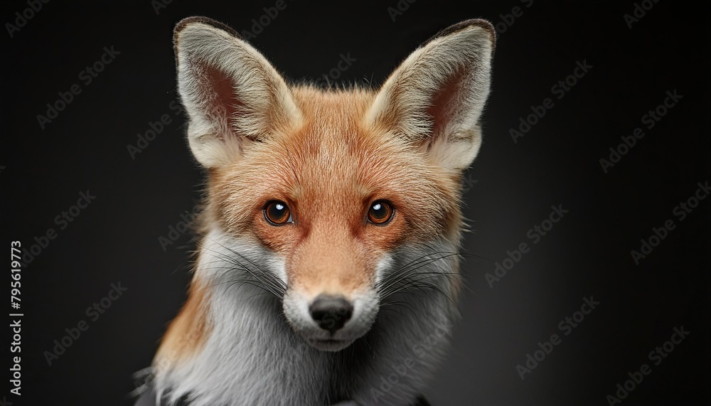 Fototapeta premium fox close up head on black background wihout shadow