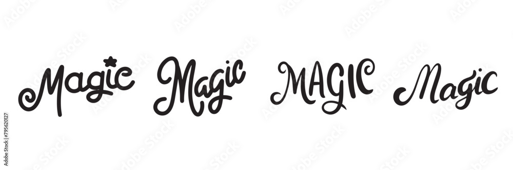 Collection of word Magic lettering isolated. Hand drawn vector art.