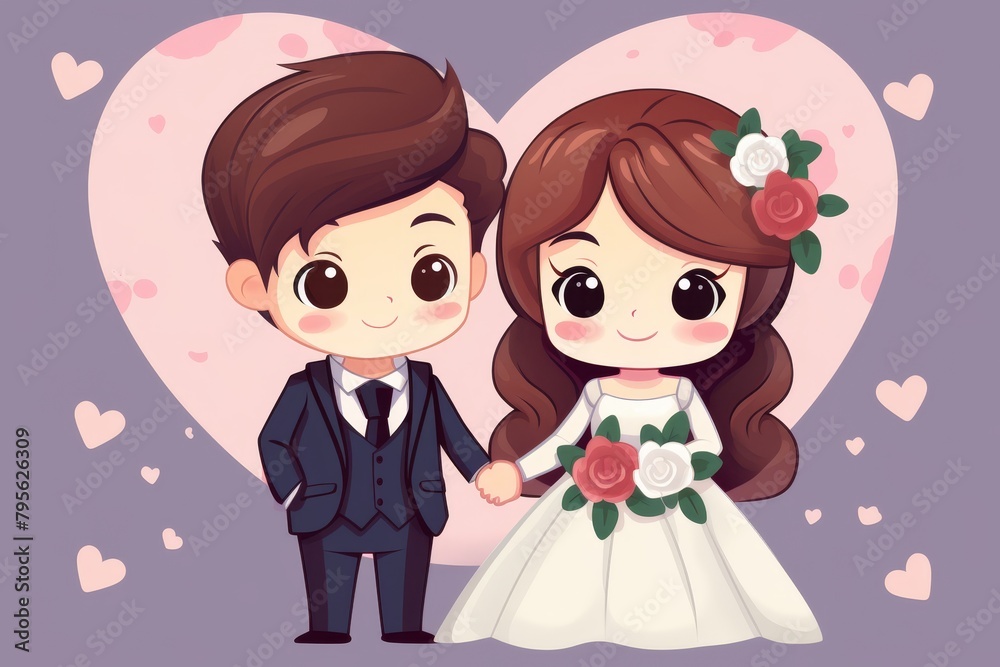 a bride and groom. The bride has long brown hair and is wearing a white wedding dress. The groom has short brown hair and is wearing a black tuxedo. a bride and groom. The bride has long brown hair and is wearing a white wedding dress. The groom has short brown hair and is wearing a black tuxedo.