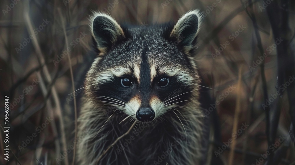 a raccoon amidst a natural backdrop. Generative AI a raccoon amidst a natural backdrop. Generative AI