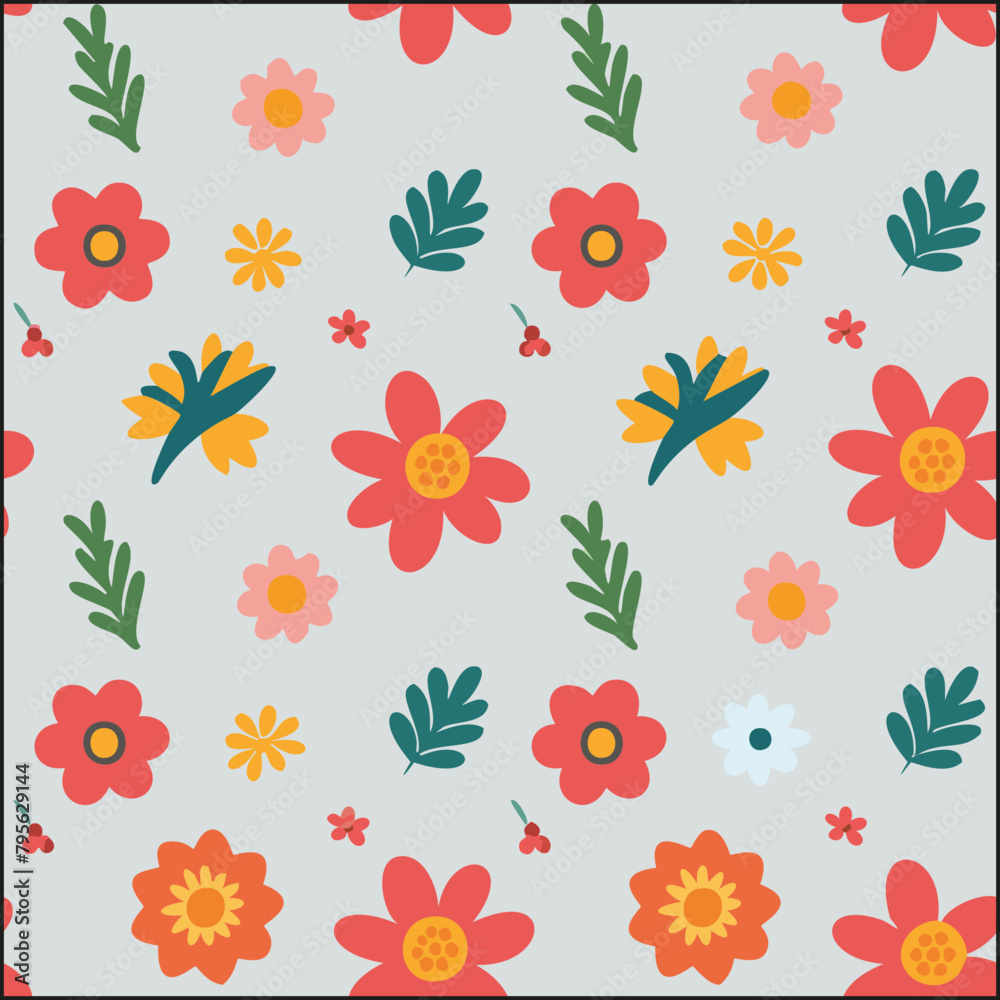 Seamless orange Flower pattern, floral vector illustration Seamless orange Flower pattern, floral vector illustration