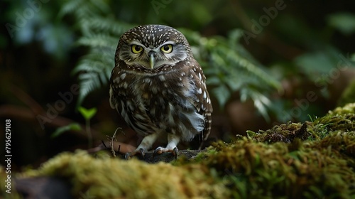 A Watchful Little Owl Amidst the Greenery. Generative AI