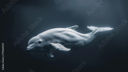 a graceful dolphin swimming in the deep blue waters. Generative AI © A.M