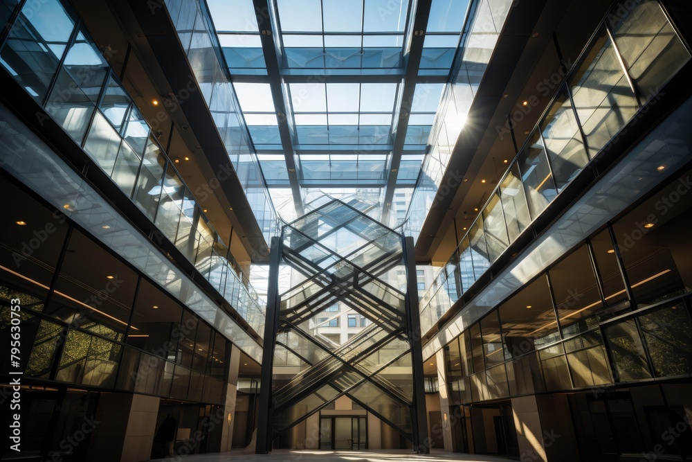 A Stunning View of the Mint Office Atrium with Sunlight Streaming Through the Glass Ceiling, Illuminating the Modern Architecture