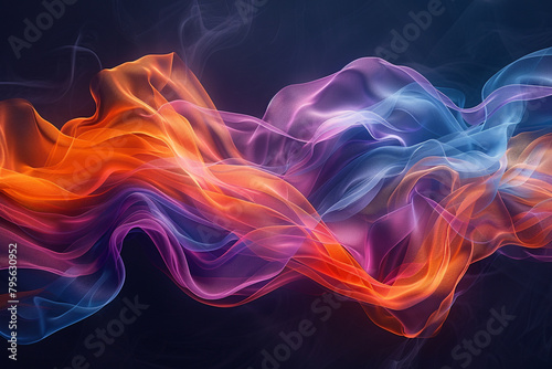 An abstract interpretation of soundwaves in motion, visualized as colorful ribbons undulating through space.