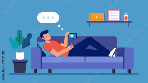 A man relaxing on his couch using his voice to ask an AI assistant to track his daily expenses..