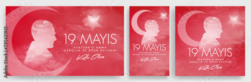  19 Mayıs Atatürk'ü Anma, Gençlik ve Spor Bayramı, translation: 19 may Commemoration of Ataturk, Youth and Sports Day. Turkey. photo