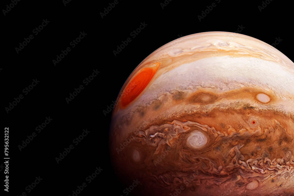 Planet Jupiter on a dark background. Elements of this image furnished by NASA Planet Jupiter on a dark background. Elements of this image furnished by NASA