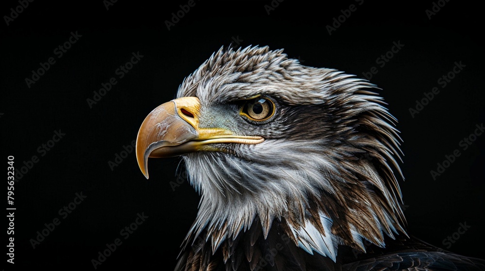 Fototapeta premium Intense Focus: The Bald Eagle’s Stare. Generative AI