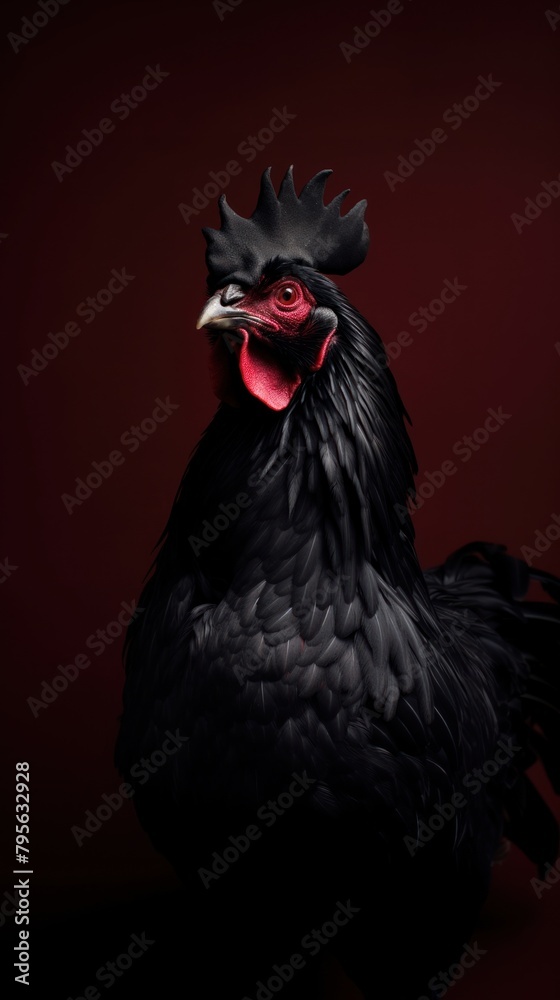 A Ayam Cemani chicken poultry animal bird.
