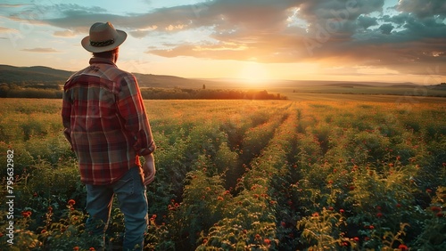 A contemporary agronomist examines crops in a farmers field. Concept Agriculture, Crop Inspection, Farming Technology, Modern Agriculture, Field Research © Ян Заболотний