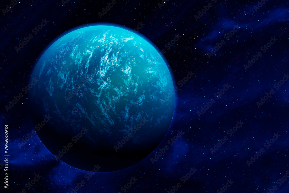 Fototapeta premium Exoplanet on a dark background. Elements of this image furnished by NASA