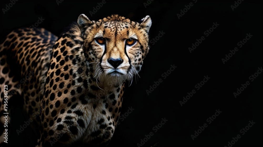 The Majestic Stare of a Cheetah on a black background. Generative AI The Majestic Stare of a Cheetah on a black background. Generative AI