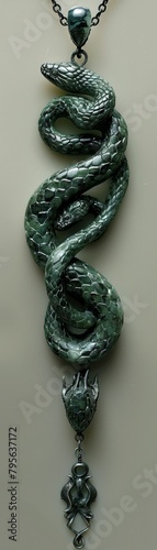 A snake pendant with a silver chain