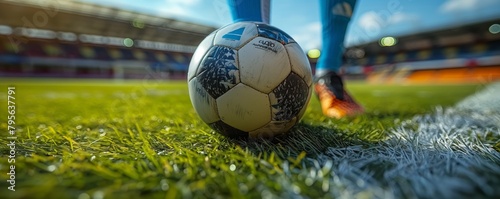 Close-up of a soccer ball on a field photo