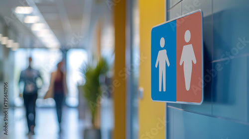 Male and female toilet sign on the wall. 3d rendering. AI.