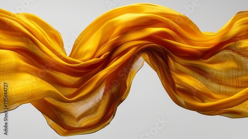   A tight shot of a yellow scarf in mid-flight, its fabric billowing out to one side