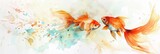 Goldfish swim gracefully in a bowl, their movements a gentle dance in pastel tone watercolors, soothing and serene, bright water color