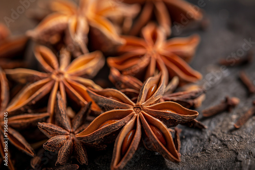 Star Anise Pile on Wooden Table