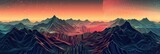 Mountains rise in silhouettes against a circuit board horizon, their peaks etched with lines of glowing code, symbolizing rugged natural beauty, background concept